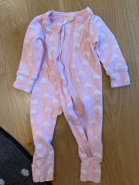 Pink Rainbow Print Footed One-Piece for Kids